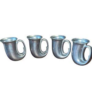 Vintage 80's Wilton Armetale Pewter French Horn‎ Stein/Tankard/Mug Set of 4